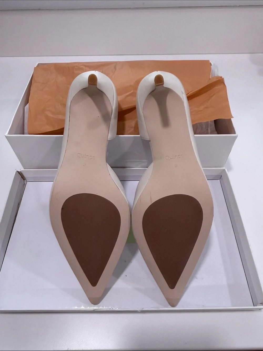 Quince Italian Leather 75mm d'Orsay Pump in Bone Size 9